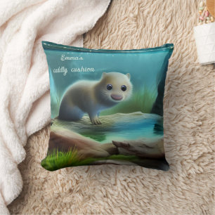 Coussin Jolie loutre bébé dans l'étang