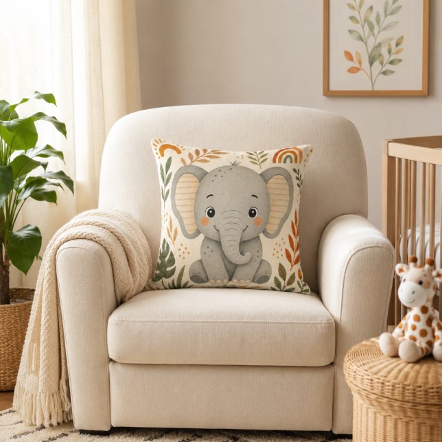 Coussin Jolie nurserie éléphant Boho Safari (Créateur téléchargé)