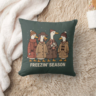 Coussin Jolie oie Saison gelée Hiver Cosy Automne Canard 