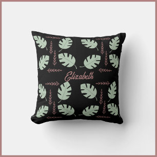 Coussin Jolie Palme & Branche Sage Vert & Rose Dusty Rose