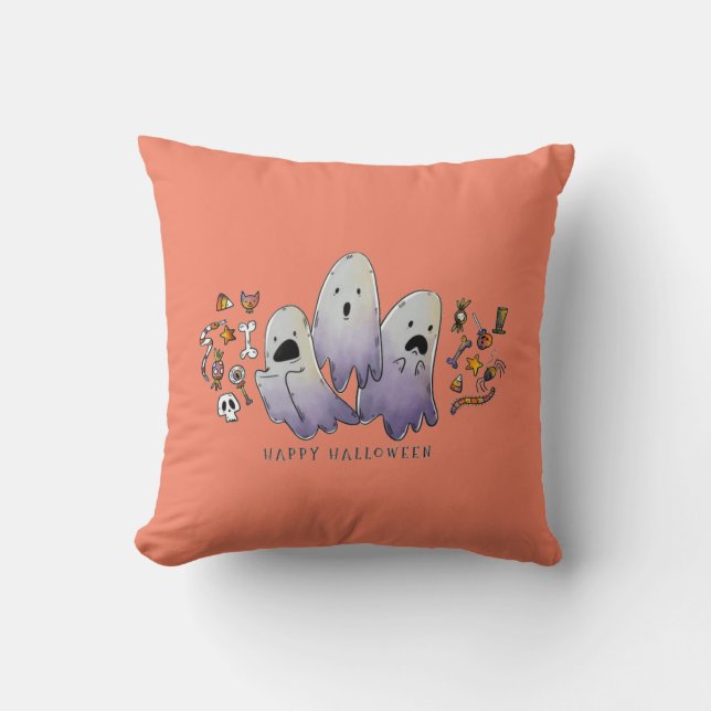 Coussin Jolie Petite Sorcière Halloween Et Kitty (Recto)
