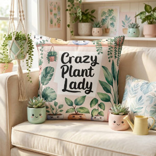 Coussin Jolie plante d'intérieur animée à l'aquarelle 