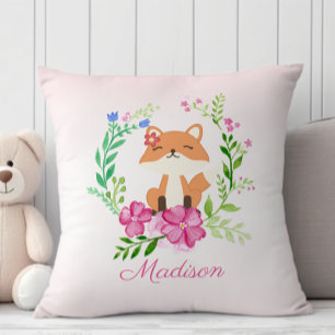 Coussin Jolie pouponnière de bébé fox rose rose pastel