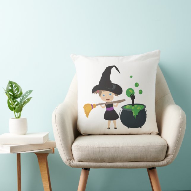 Coussin Jolie sorcière d'Halloween (Chaise)