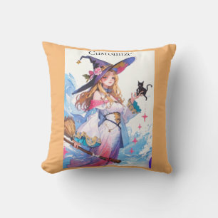 Coussin Jolie sorcière tenant un chat noir Thunder_Cove 