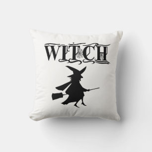 Coussin Jolie Sorcière Volante Méchante Noire Halloween