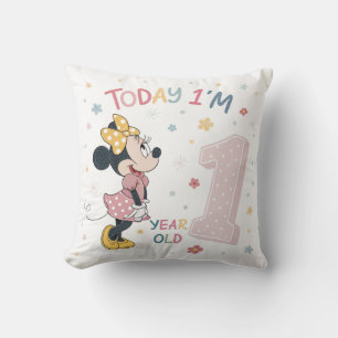Coussin Jolie Souris à l'Arc Aquarelle Fille 1er Anniversa