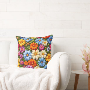 Coussin Jolies fleurs, aux couleurs vives,