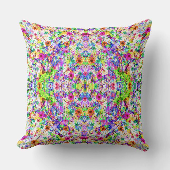 Coussin Jolies fleurs d'été magiques colorées (Recto)