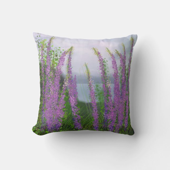 Coussin Jolies Fleurs Lupines Au Bord Du Lac (Recto)