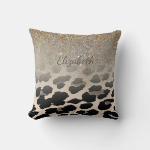 Coussin Jolies fleurs modernes sur impression léopard-pers