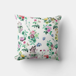 Coussin Jolies papillons et fleurs