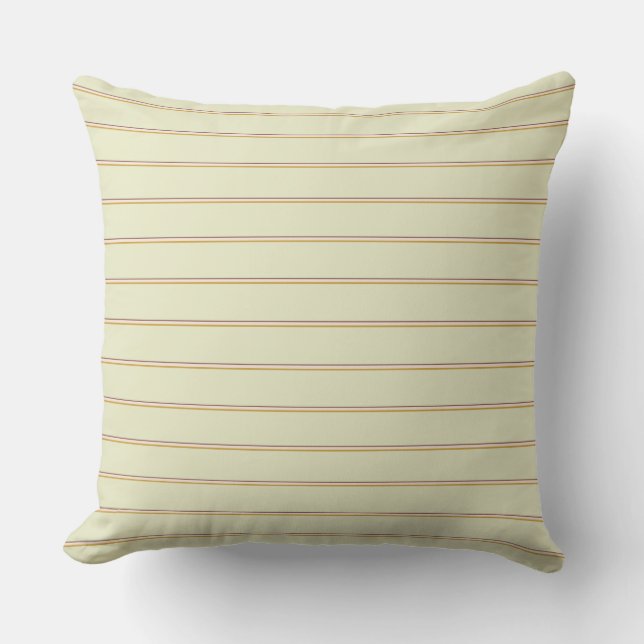 Coussin Jolies rayures aux couleurs naturelles sur vert pa (Recto)