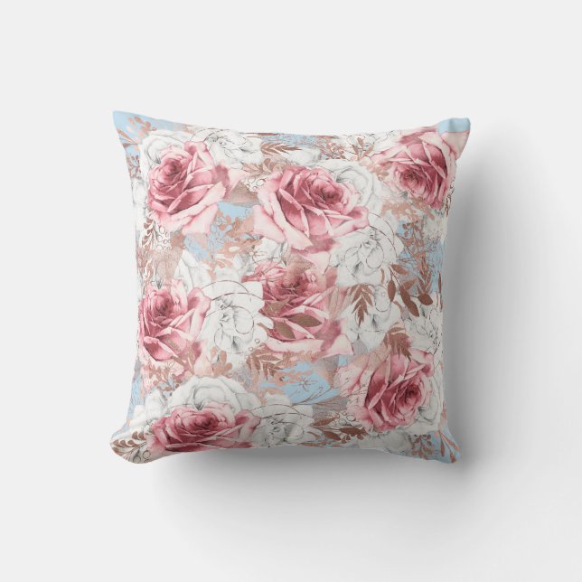 Coussin JOLIMENT FLORAL BLUE ROSE DOUBLE Cushion À CÔTÉ (Recto)
