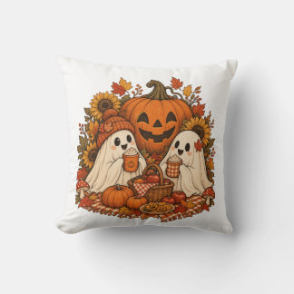 Coussin Jolis fantômes d'Halloween Citrouille Pique-nique