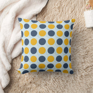 Coussin Jolis Points Jaunes Bleus Fantaisistes