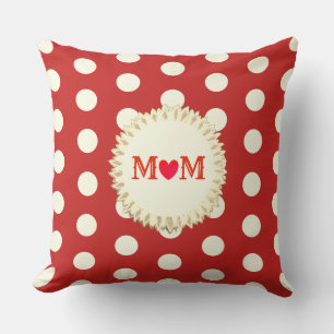 Coussin Jolis points rouges et blancs pour maman