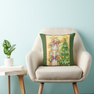 Coussin Jolis rennes de Noël avec une étoile d'arbre de No