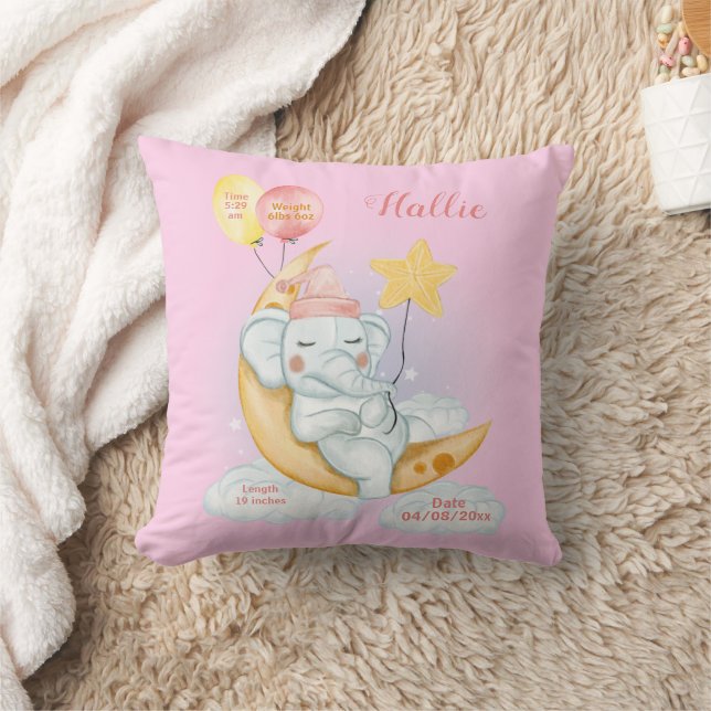 Coussin Jolis Statistiques de Naissance d'Éléphant de Bébé (Couverture)