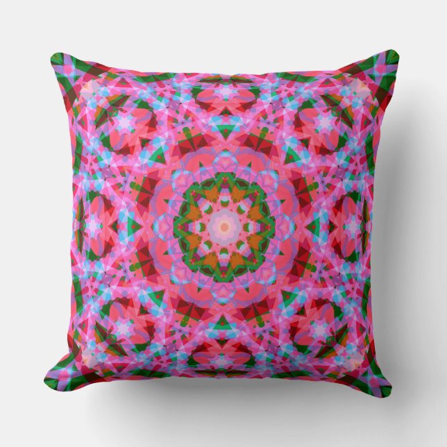 Coussin Jolly Christmas Pink Green Red Merry Star Motif (Recto)