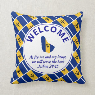 Coussin Joshua 24:15 Quant À Moi BARBADOS Bienvenue
