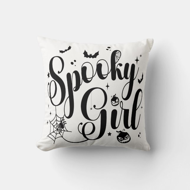 Coussin Jote Éffrayante fille Halloween Citrouille Fantôme (Recto)