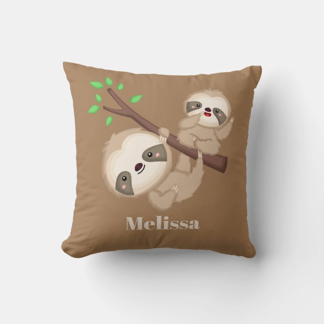 Coussin Jouer paresseux filles ajouter le nom décoration d (Recto)
