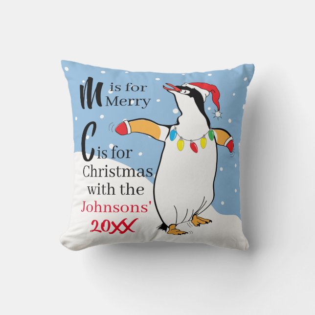 Coussin Jouer Pingouin d'oreiller Noël (Recto)