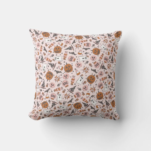 Coussin Jouer rose Halloween Ghosts Motif Citrouille (Recto)