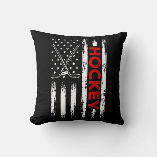 Coussin Joueur américain de hockey sur glace au drapeau 4  (Recto)