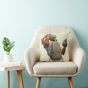 Coussin Joueur de baseball de sport vintage, le receveur r
