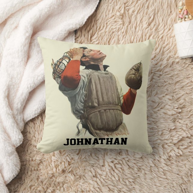 Coussin Joueur De Baseball vintage, Chercher (Couverture)