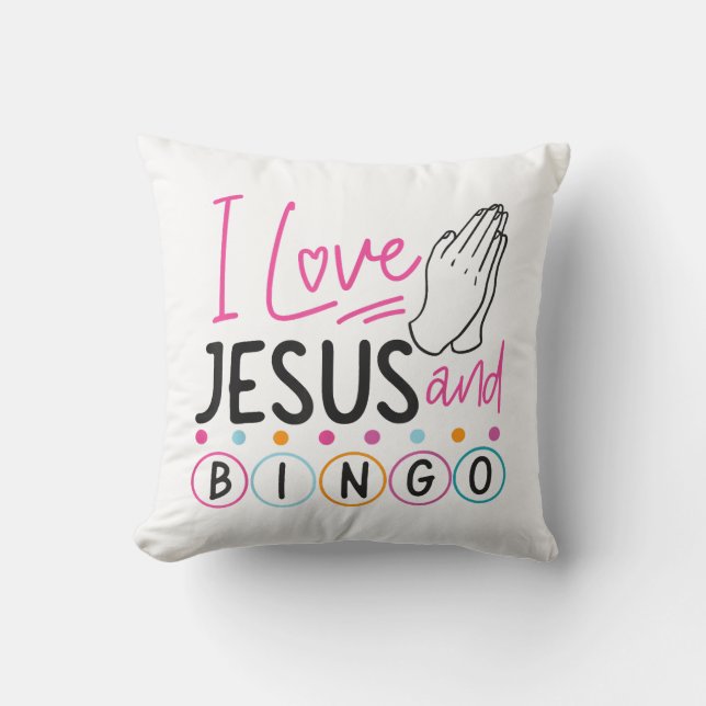 Coussin Joueur de Bingo Jésus Foi Chrétien J'aime Jésus Un (Recto)