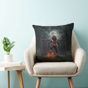 Coussin Joueur de football Loup-Garou Art d'Horreur d'Hall