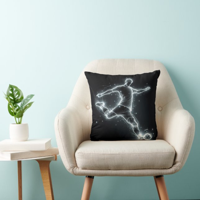 Coussin Joueur De Football Sur Noir (Chaise)