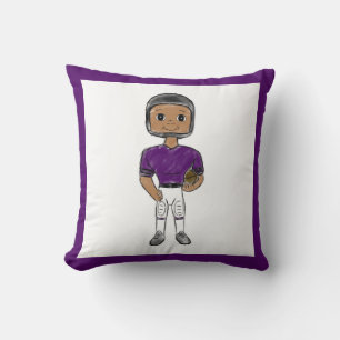 Coussin joueur de football vintage rétro violet noir simpl