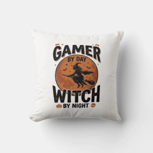 Coussin Joueur de jeu vidéo de jour sorcière de nuit Conce