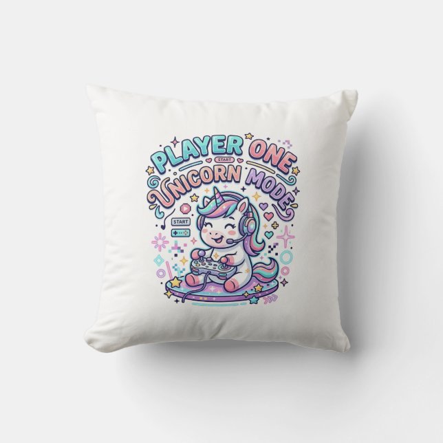 Coussin Joueur de licorne Un mode licorne Rétro Style Grap (Recto)