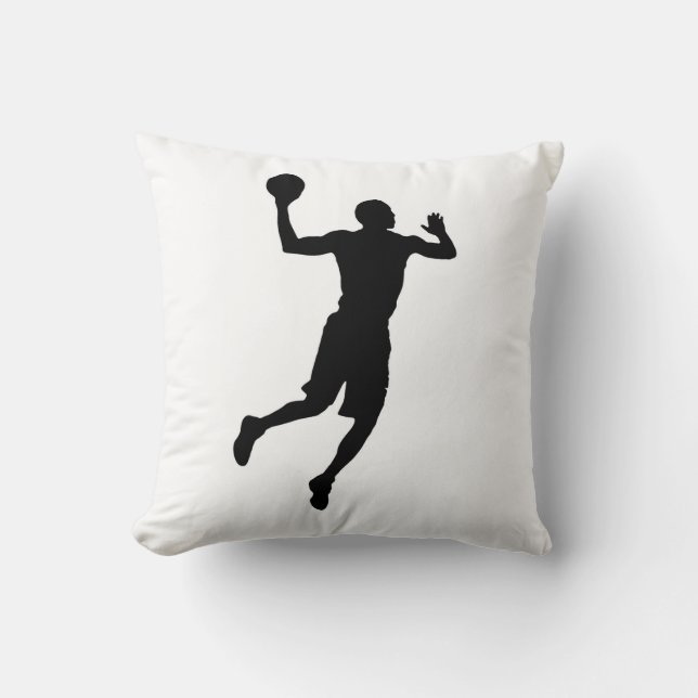 Coussin Joueur noir blanc de basket Silhouette (Recto)