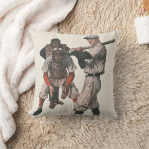 Coussin Joueurs de baseball de sport vintage