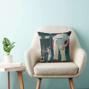 Coussin Joueurs de baseball sportifs vintage lanceur sur m