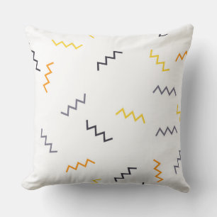 Coussin Joueuse, colorée, tendance, moderne zigzags memphi