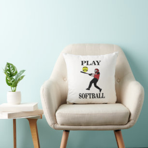 Coussin Joueuse de softball joue au softball