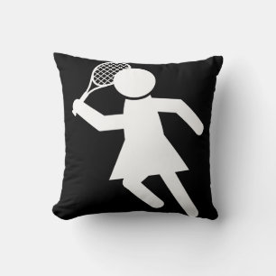 Coussin Joueuse de tennis - Symbole de tennis (en noir)