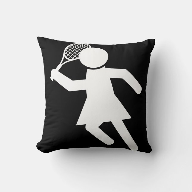 Coussin Joueuse de tennis - Symbole de tennis (en noir) (Recto)
