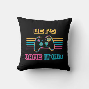 Coussin Jouons-le dehors - style rétro