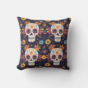 Coussin Jour coloré du crâne de sucre mort