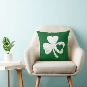 Coussin Jour de la Saint-Patrick vert Shamrock du cœur de 