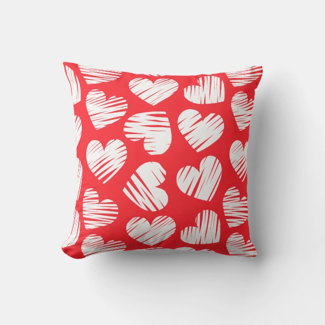 Coussin Jour de la Saint-Valentin, le coeur griffé moderne (Recto)