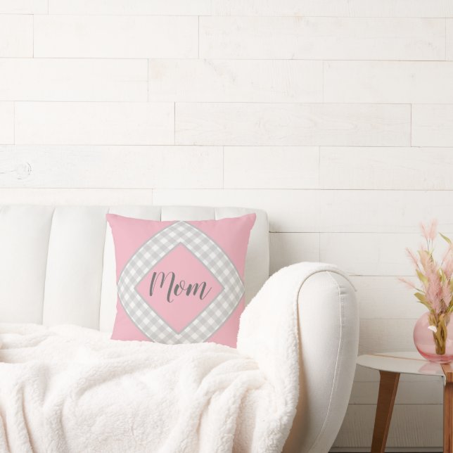 Coussin Jour des mères Carrés de En vichy de couchage rose (Canapé)